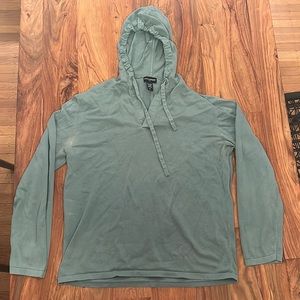 Pullover hoodie drawstring v neck sweater